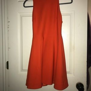 High Neck Neon Orange A-Line Dress